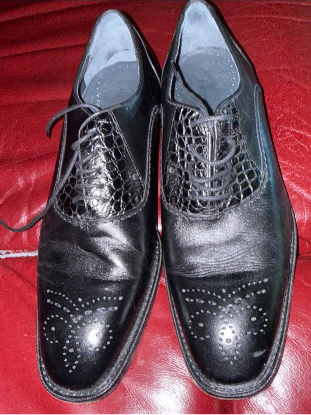 Belvedere Handmade Black Genuine Alligator & Leather Men's  Dress Shoe's Size 11
